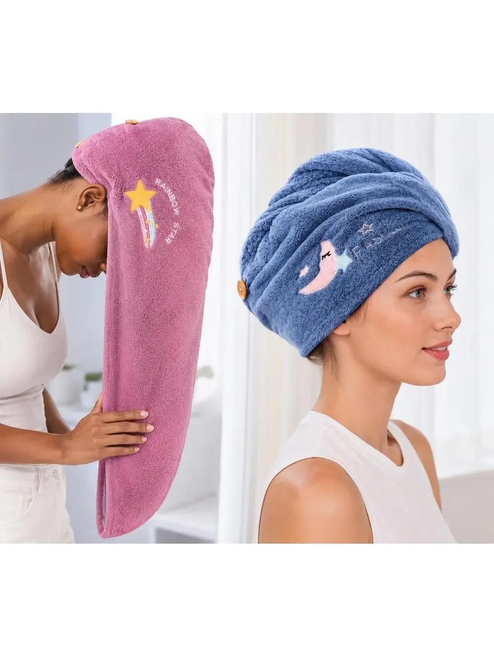 SET OF 4 ASSORTED COLOR UNISEX HAIR TOWEL MICROFIBER SUPER ABSORBENT